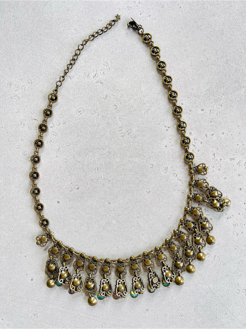 Kirks Folly Brass Tone Multicolored Rhinestone Bib Necklace - Picture 7 of 9